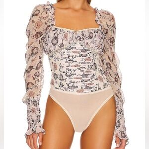 T58 Free People Bridgerton Brunch Date Bodysuit Size Small